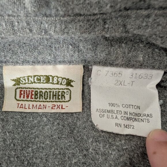 Vintage Five Brother Flannel Tallman Shirt Mens Size 2XL Gray Button Front - Picture 3 of 9